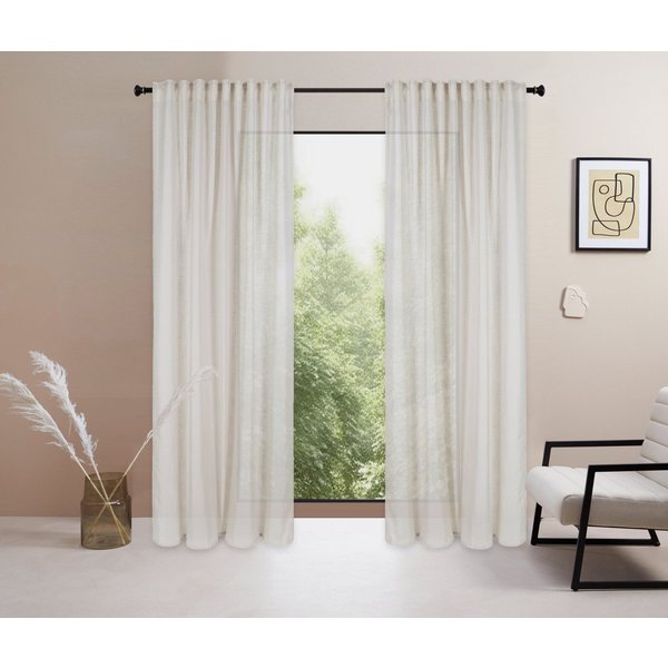 LeGer Home by Lena Gercke Gardine Marusha, Leinenoptik, halbtransparent, 1er & 2er Pack, Topseller (2 St), Multifunktionsband, halbtransparent, 1/2er Schal, Lei