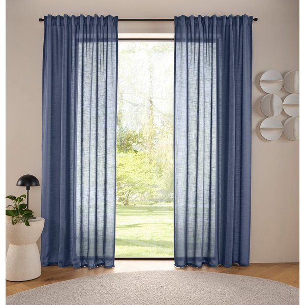 LeGer Home by Lena Gercke Gardine Marusha, Leinenoptik, halbtransparent, 1er & 2er Pack, Topseller (2 St), Multifunktionsband, halbtransparent, 1/2er Schal, Lei