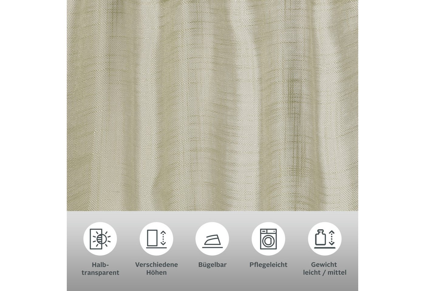LeGer Home by Lena Gercke Gardine Marusha, Leinenoptik, halbtransparent, 1er & 2er Pack, Topseller (2 St), Multifunktionsband, halbtransparent, 1/2er Schal, Lei – Bild 3 von 5