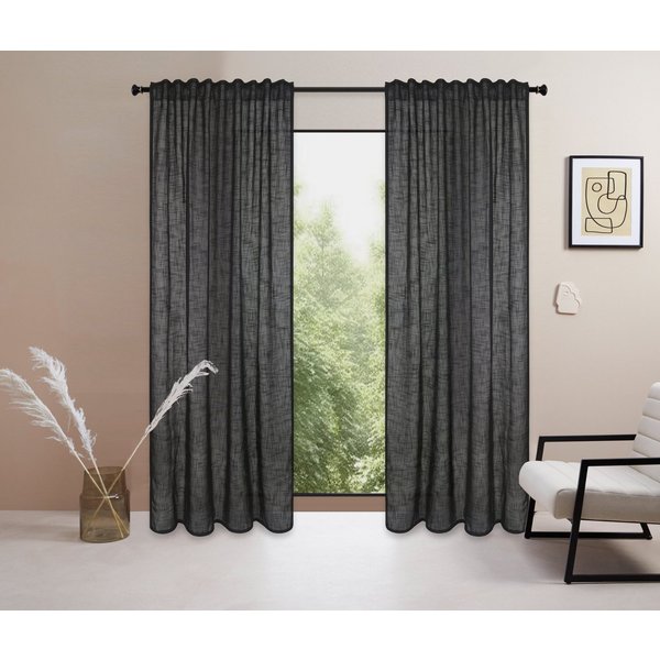 LeGer Home by Lena Gercke Gardine Marusha, Leinenoptik, halbtransparent, 1er & 2er Pack, Topseller (1 St), Multifunktionsband, halbtransparent, 1/2er Schal, Lei