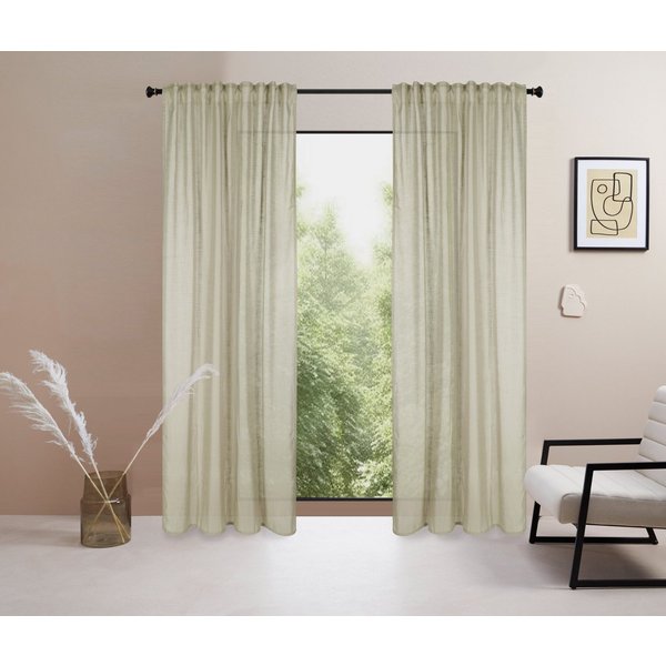LeGer Home by Lena Gercke Gardine Marusha, Leinenoptik, halbtransparent, 1er & 2er Pack, Topseller (2 St), Multifunktionsband, halbtransparent, 1/2er Schal, Lei