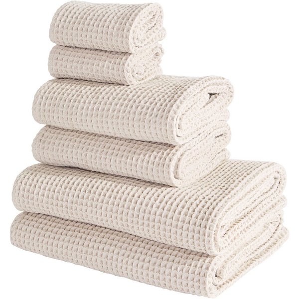 LeGer Home by Lena Gercke Handtuch Set Tabina, Duschtücher, Handtücher, Gästetücher, Premium 500 gr/m², Waffelpiqué (Set, 6-St), Premium Handtücher, 100% Baumwo