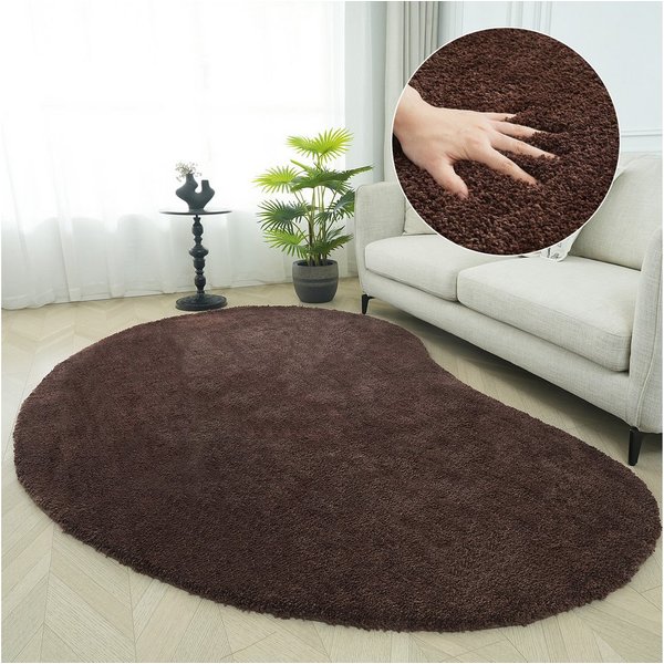 LeGer Home by Lena Gercke Hochflor-Teppich Halrum, einfarbig, besondere Form, modern, U-förmig, Höhe: 25 mm, organische Form, bean shape, kuschelig, Wohnzimmer,