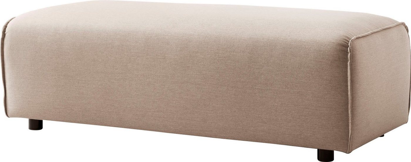 LeGer Home by Lena Gercke Hocker PIARA,Leinenoptik, Polsterhocker mit Kedernaht, zur Serie PIARA, rechteckig, schwarze Füße, bequemer Sitzkomfort – Bild 2 von 5