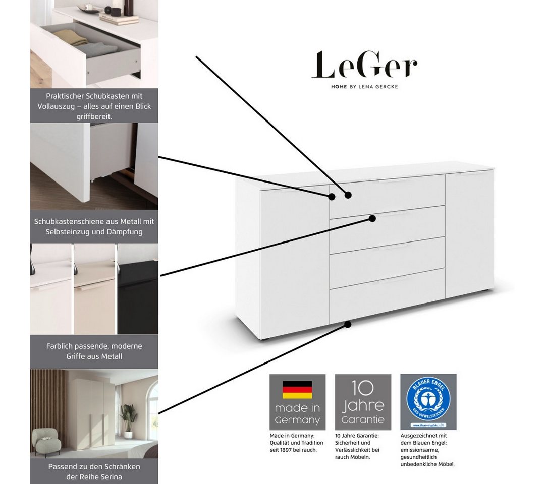 LeGer Home by Lena Gercke Kommode Kommode Sideboard Schubladenkommode SERINA eleganter Eyecatcher (inkl. SOFT-CLOSE-FUNKTION), mit 4 Schubkästen und 2 Türen sow – Bild 3 von 5