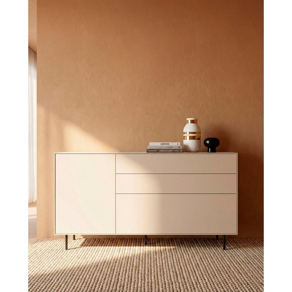 LeGer Home by Lena Gercke Sideboard Essentials, Kommode, Anrichte, Kombikommode, Schrank mit Metallfüßen, Breite: 166 cm, UV lackiert, Push-to-open-Funktion