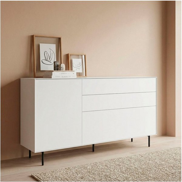 LeGer Home by Lena Gercke Sideboard Essentials, Kommode, Anrichte, Kombikommode, Schrank mit Metallfüßen, Breite: 166 cm, UV lackiert, Push-to-open-Funktion