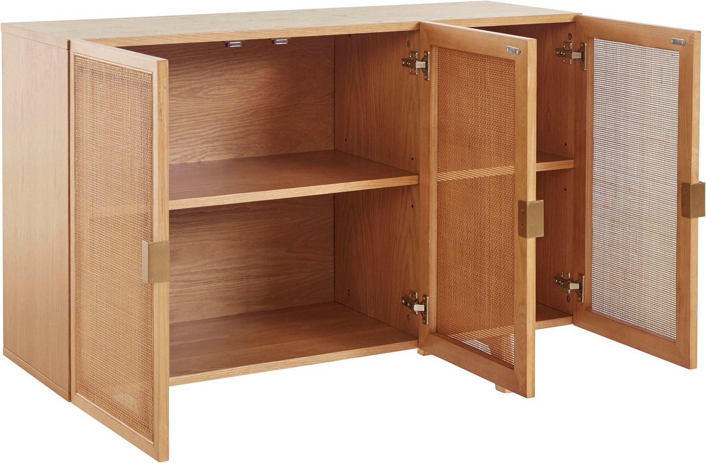 LeGer Home by Lena Gercke Sideboard Lina, Mit Rattan Einsatz, 4 Innenfächer, teilmassiv – Bild 4 von 5