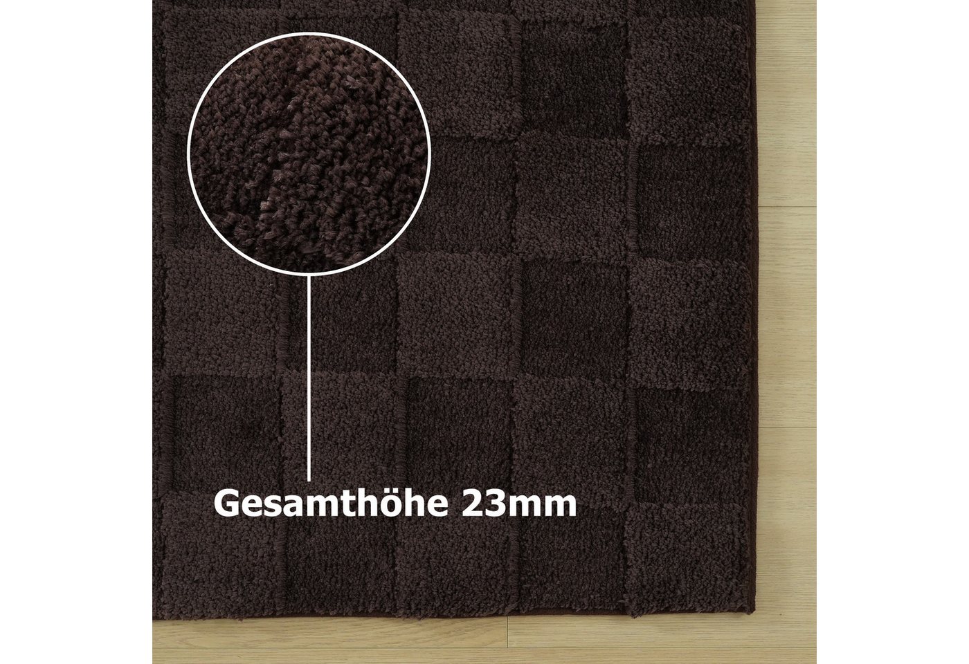 LeGer Home by Lena Gercke Teppich Esmé, Hochflor-Teppiche, weich, Boho, rechteckig, Höhe: 23 mm, Hoch-Tief-Struktur, Uni, Kästchen, Wohnzimmer, Schlafzimmer, Es – Bild 5 von 5