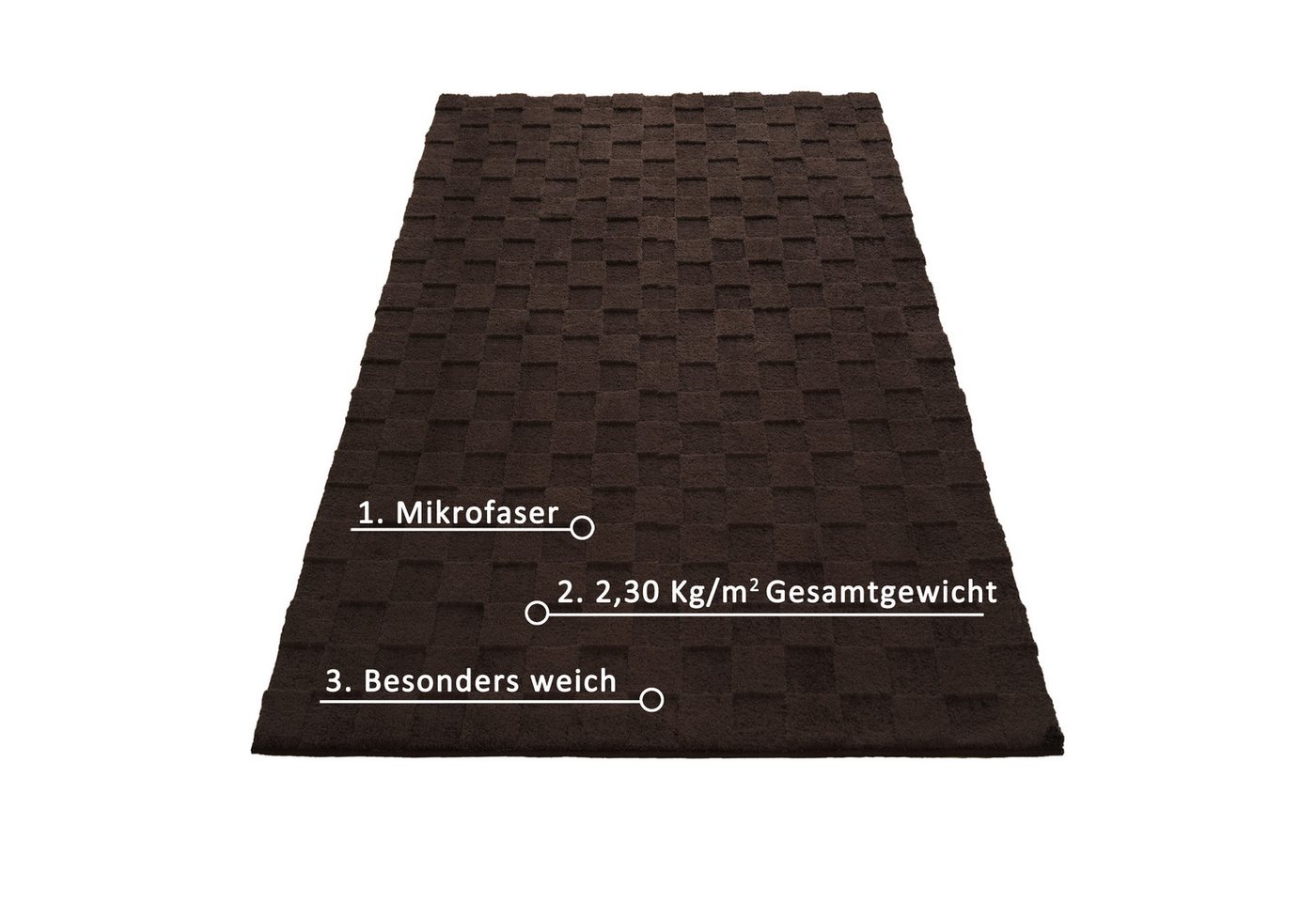 LeGer Home by Lena Gercke Teppich Esmé, Hochflor-Teppiche, weich, Boho, rechteckig, Höhe: 23 mm, Hoch-Tief-Struktur, Uni, Kästchen, Wohnzimmer, Schlafzimmer, Es – Bild 3 von 5