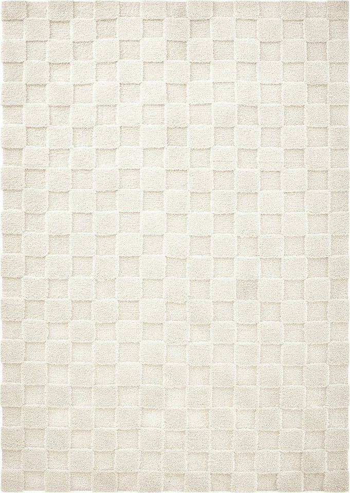 LeGer Home by Lena Gercke Teppich Esmé, Hochflor-Teppiche, weich, Boho, rechteckig, Höhe: 23 mm, Hoch-Tief-Struktur, Uni, Kästchen, Wohnzimmer, Schlafzimmer, Es – Bild 4 von 5