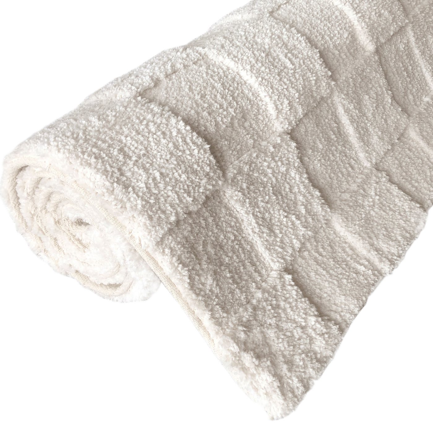 LeGer Home by Lena Gercke Teppich Esmé, Hochflor-Teppiche, weich, Boho, rechteckig, Höhe: 23 mm, Hoch-Tief-Struktur, Uni, Kästchen, Wohnzimmer, Schlafzimmer, Es – Bild 5 von 5