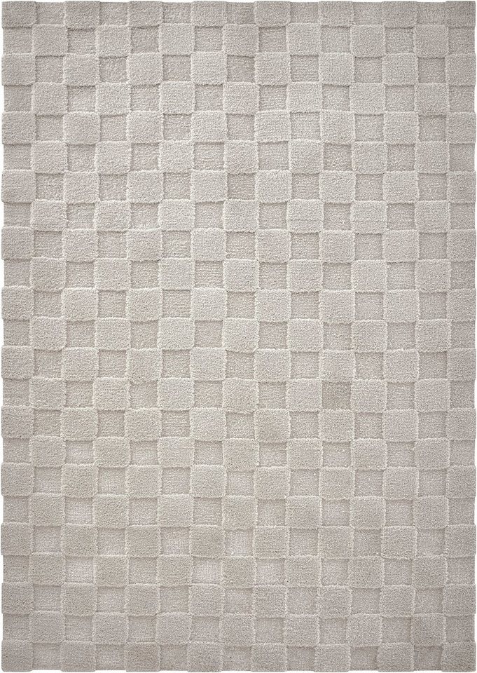 LeGer Home by Lena Gercke Teppich Esmé, Hochflor-Teppiche, weich, Boho, rechteckig, Höhe: 23 mm, Hoch-Tief-Struktur, Uni, Kästchen, Wohnzimmer, Schlafzimmer, Es – Bild 4 von 5