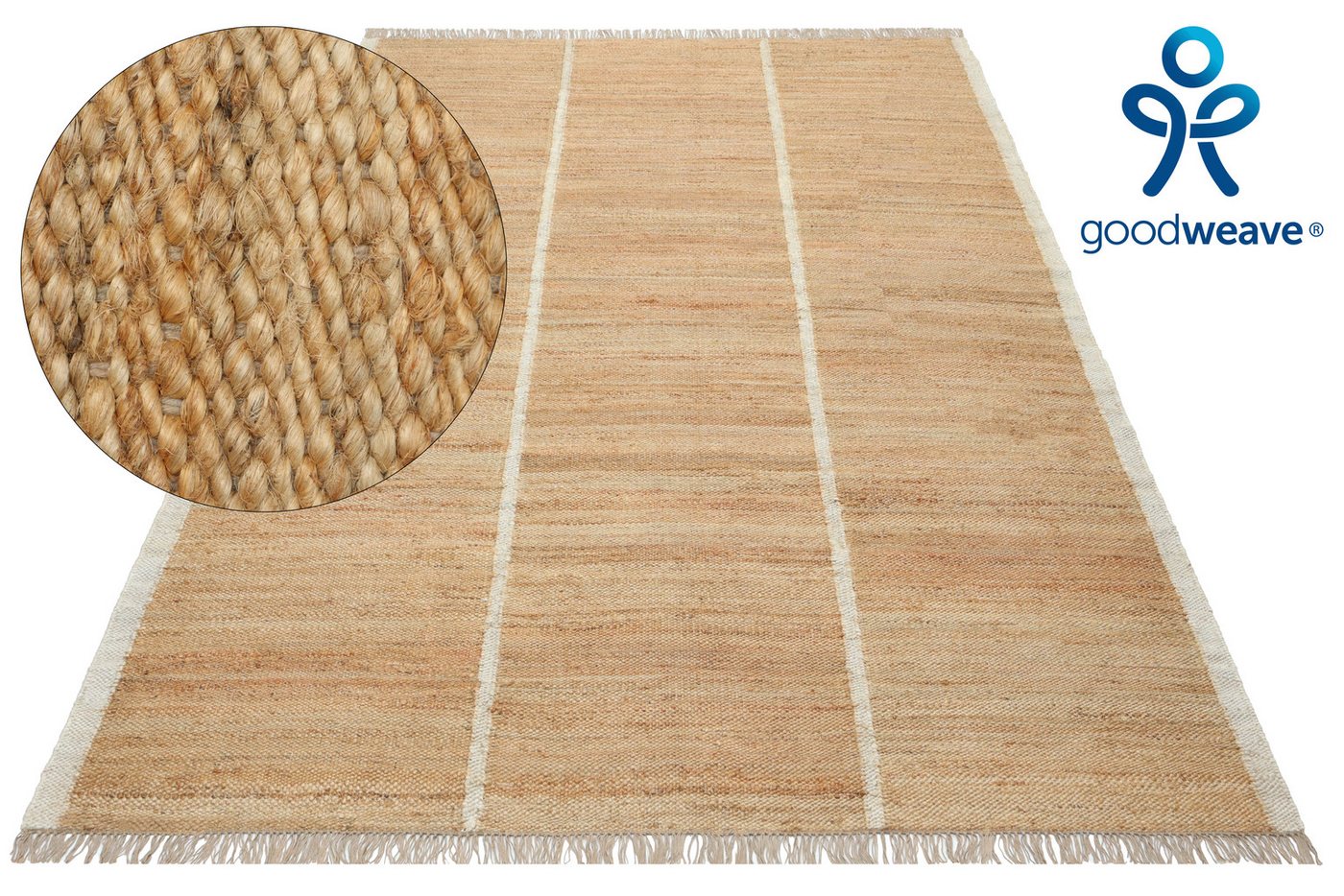 LeGer Home by Lena Gercke Teppich Lenia, handgewebt, Jute, rechteckig, Höhe: 10 mm, mit Fransen, Teppich, Wohnzimmer, Schlafzimmer, Esszimmer – Bild 2 von 5