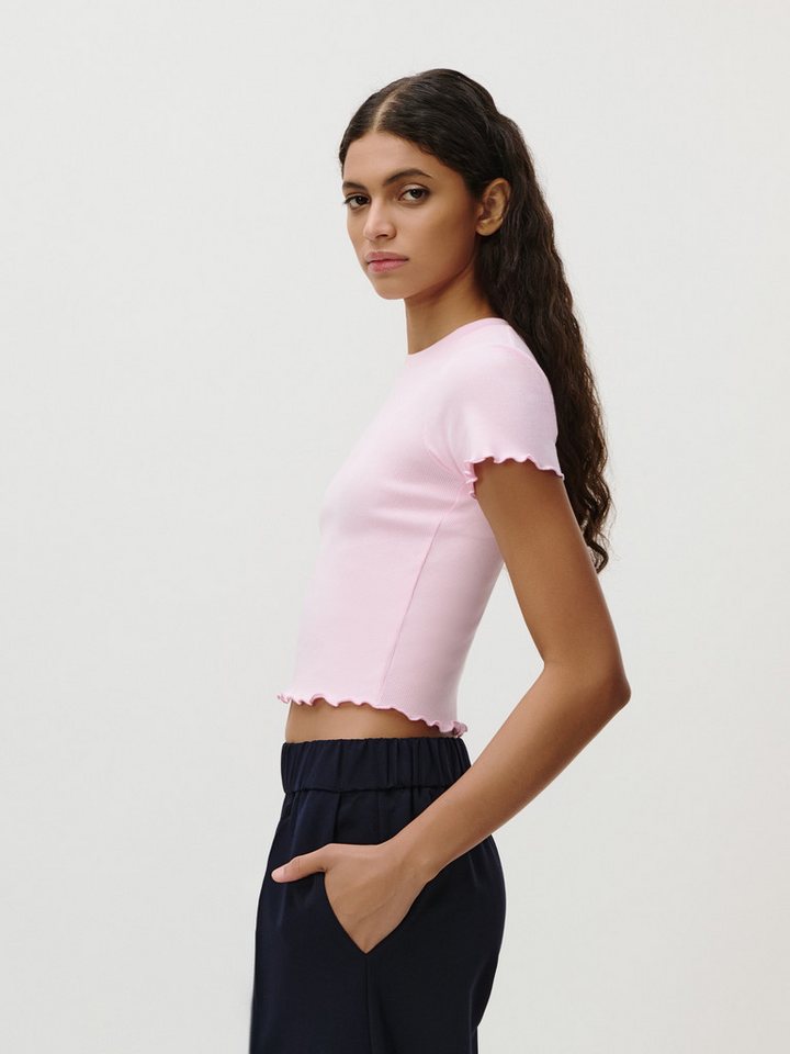 LeGer T-Shirt Teresa, LeGer by Lena Gercke mit Rippstruktur, kurze Form, slim fit – Bild 3 von 5