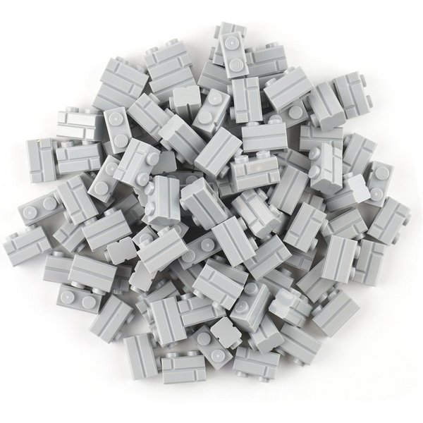 LEGO® LEGO® 1x2 Mauersteine Bausteine Hellgrau - 98283 NEU! Menge 100x Spielbausteine, (Bausteine, 100 St., Kreativ-Set), Made in Europe