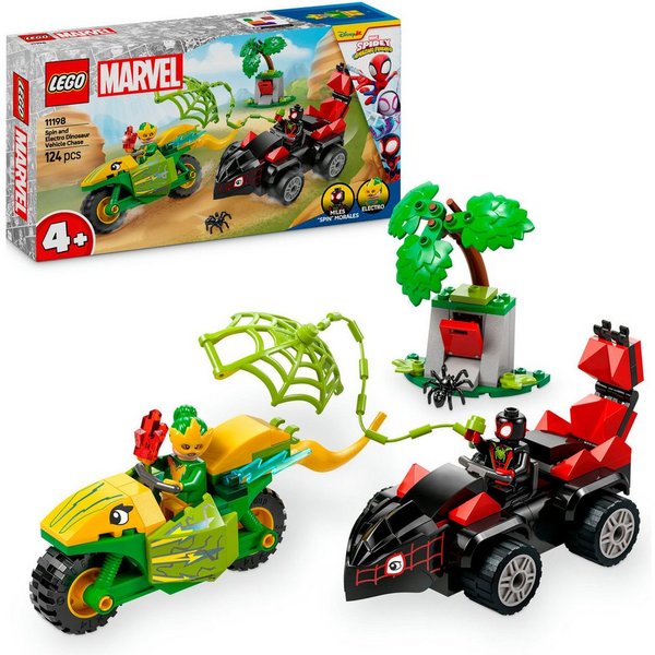 LEGO® Actionspaß mit Spin und Electro in ihren Dino-Flitzern (11198) Konstruktionsspielsteine, (124 St), LEGO Spidey, Made in Europe