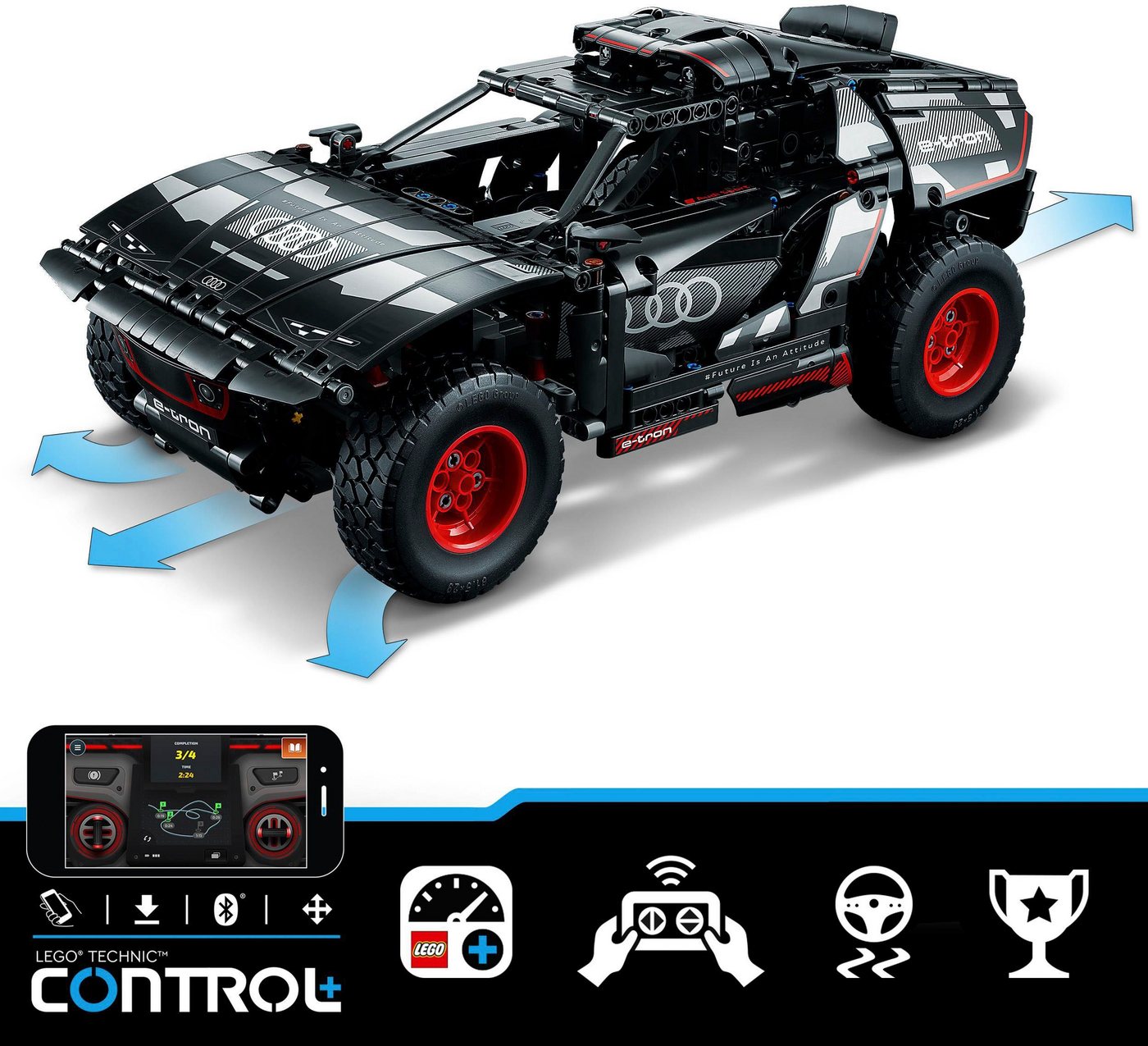 LEGO® Audi RS Q e-tron (42160), LEGO Technic Konstruktionsspielsteine, (914 St), Made in Europe – Bild 3 von 5
