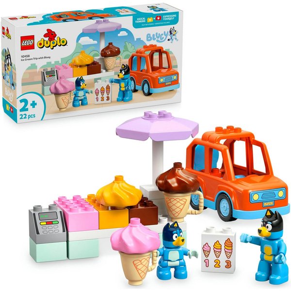 LEGO® Ausflug zur Eisdiele mit Bluey (10458), LEGO DUPLO Bluey Konstruktionsspielsteine, (22 St), Made in Europe