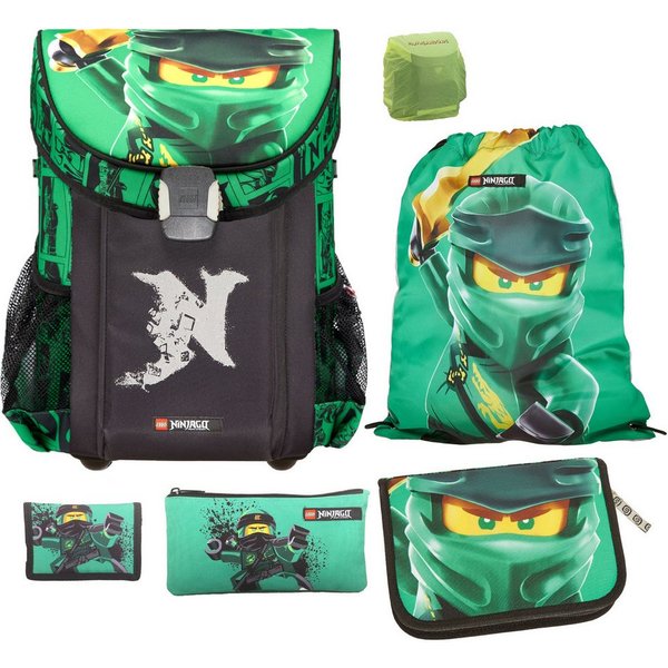 LEGO® Bags Schulranzen Lego Ninjago Einschulungs-Set "Easy" mit gefüllter Federmappe (Set, 6-tlg., Grundset mit Federmappe, Schlamper Turn- und Geldbeutel), ab 