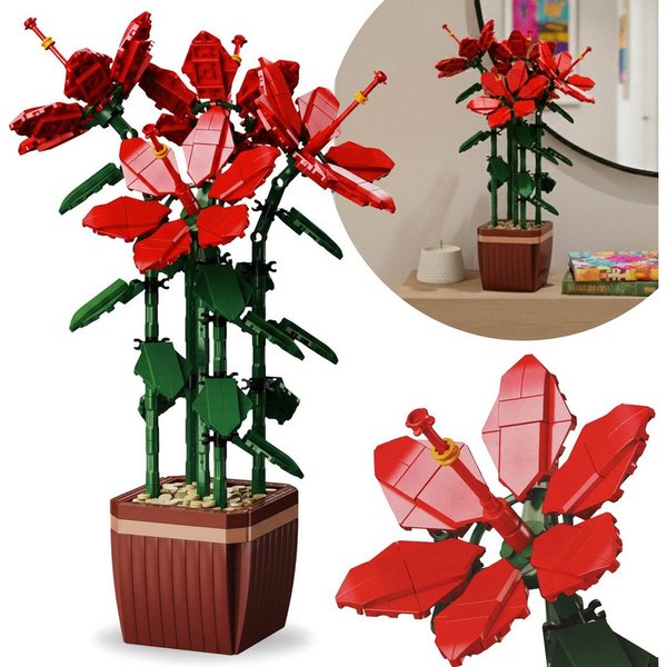 LEGO® Bausteine Rhododendron, kompatibel mit LEGO, Blumen im Topf, 617 Stk. Konstruktionsspielsteine