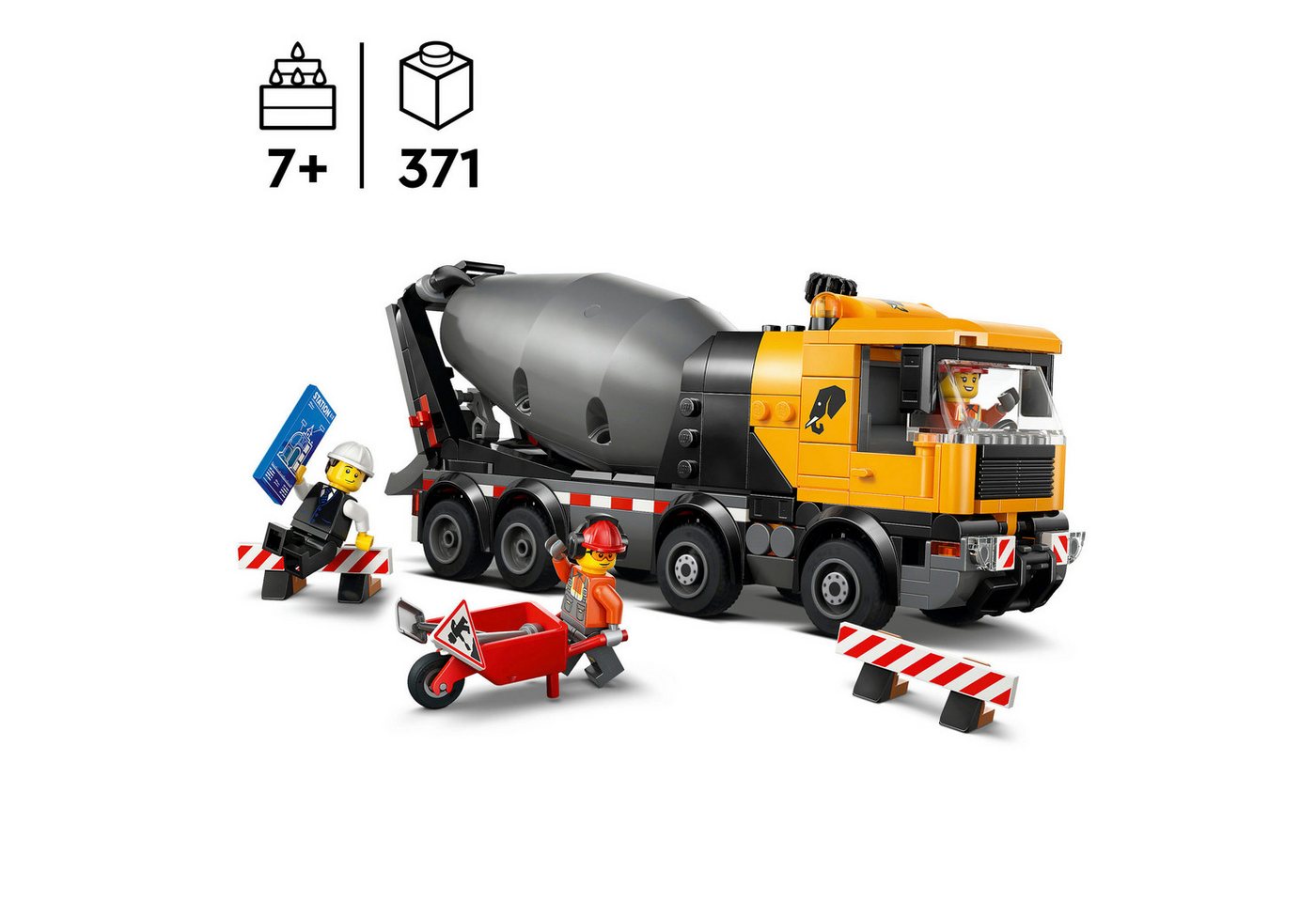 LEGO® Betonmischer (60478), LEGO City Konstruktionsspielsteine, (371 St), Made in Europe – Bild 3 von 5