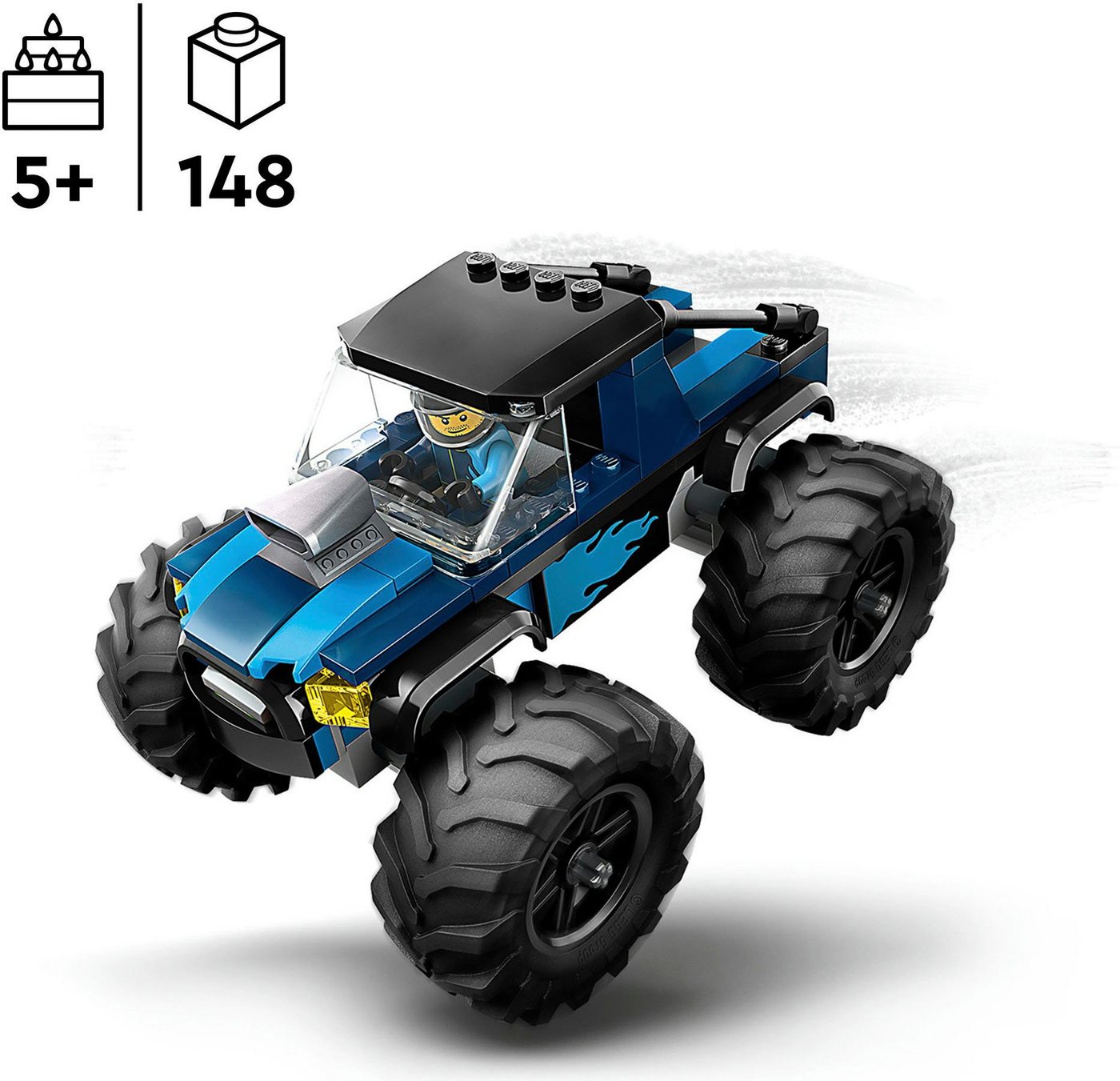 LEGO® Blauer Monstertruck (60402), LEGO City Konstruktionsspielsteine, (148 St), Made in Europe – Bild 3 von 5