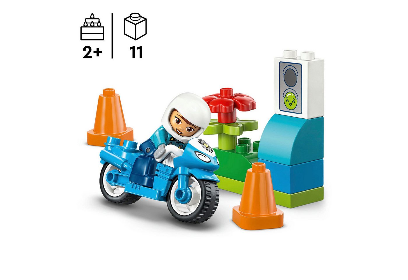 LEGO® Blaues Polizeimotorrad (10471), LEGO DUPLO Town Konstruktionsspielsteine, (11 St) – Bild 3 von 5