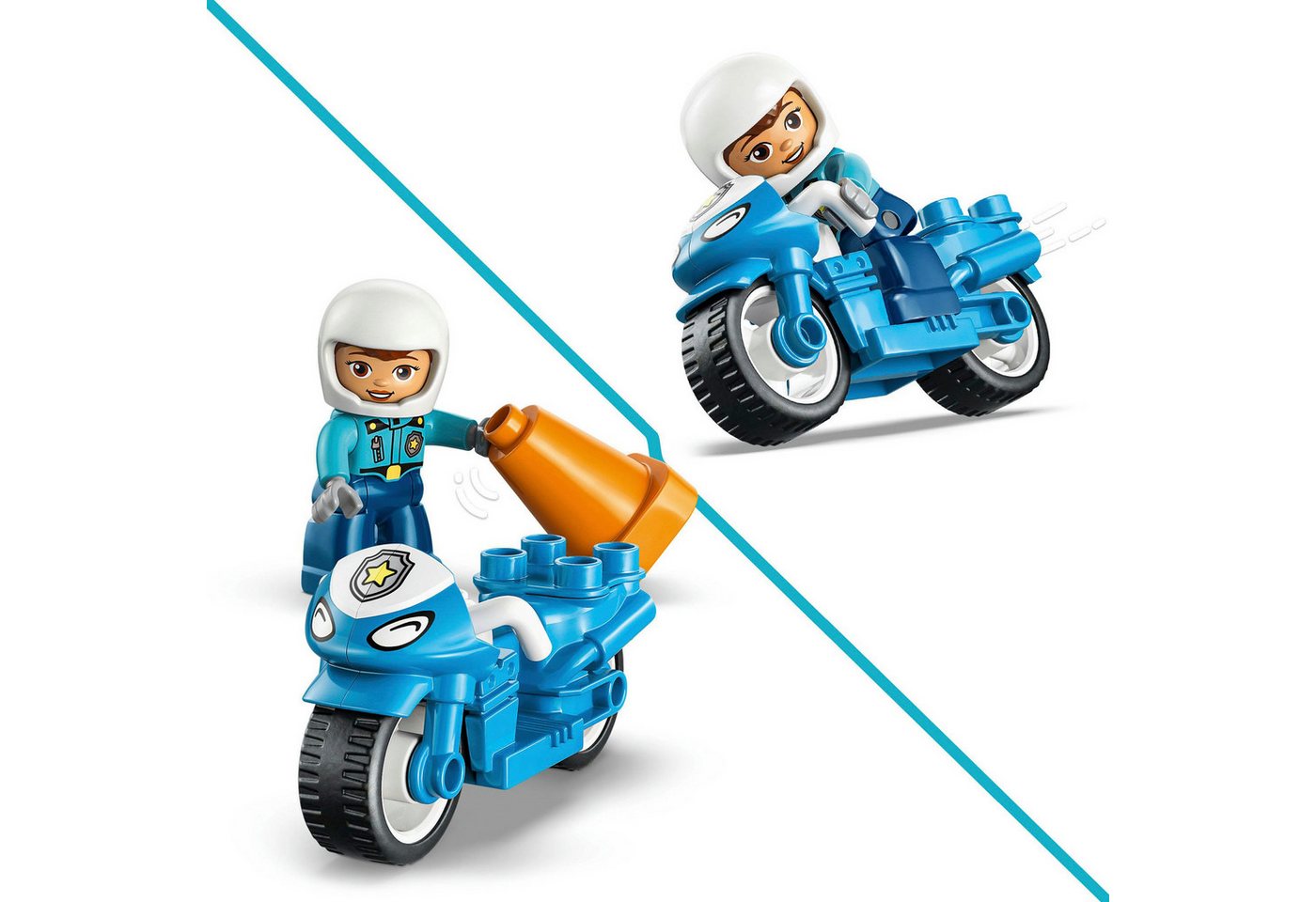 LEGO® Blaues Polizeimotorrad (10471), LEGO DUPLO Town Konstruktionsspielsteine, (11 St) – Bild 4 von 5
