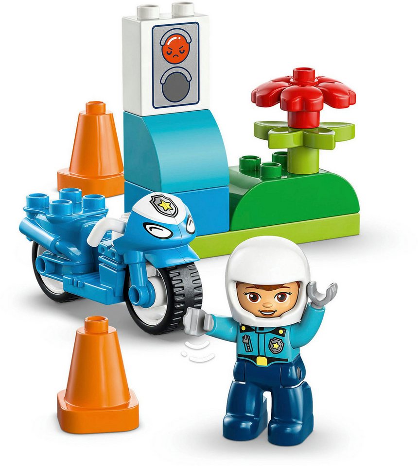 LEGO® Blaues Polizeimotorrad (10471), LEGO DUPLO Town Konstruktionsspielsteine, (11 St) – Bild 5 von 5