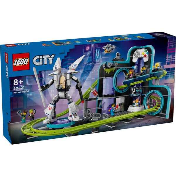 LEGO® LEGO® City 60421 Achterbahn mit Roboter-Mech Konstruktionsspielsteine, (986 St)