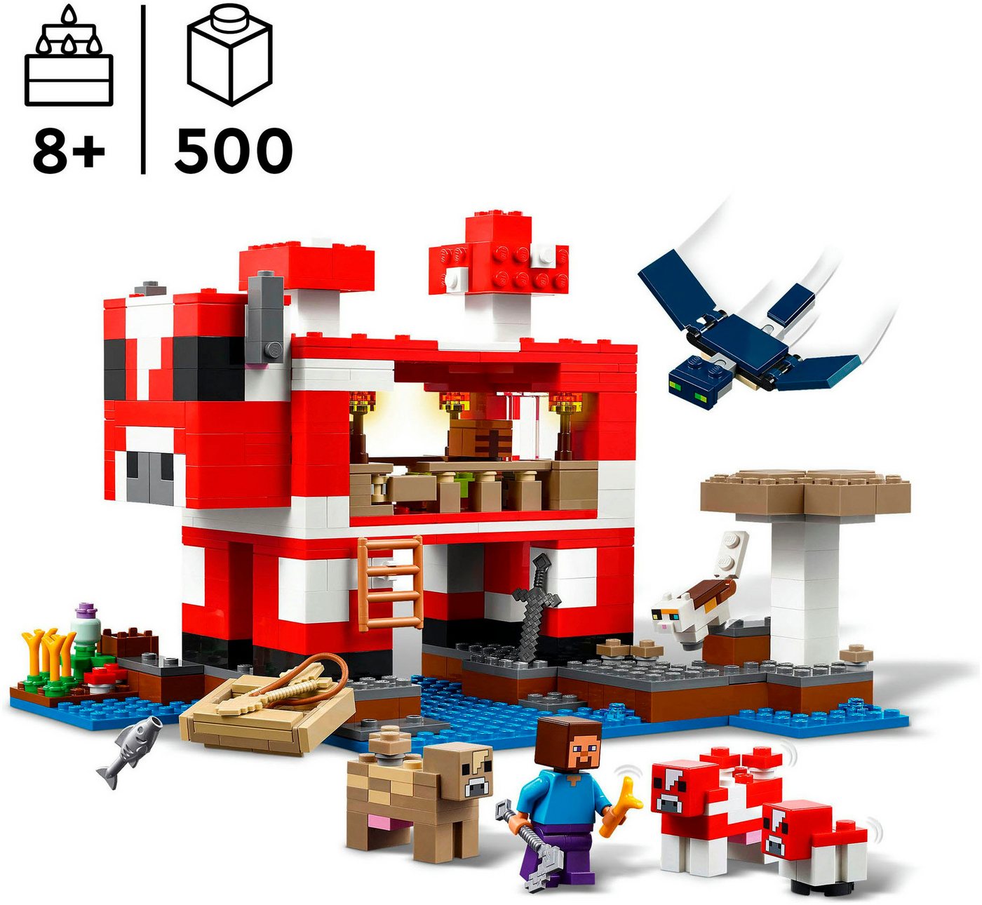 LEGO® Das Pilzkuh-Haus (21270), LEGO Minecraft Konstruktionsspielsteine, (500 St), Made in Europe – Bild 3 von 5