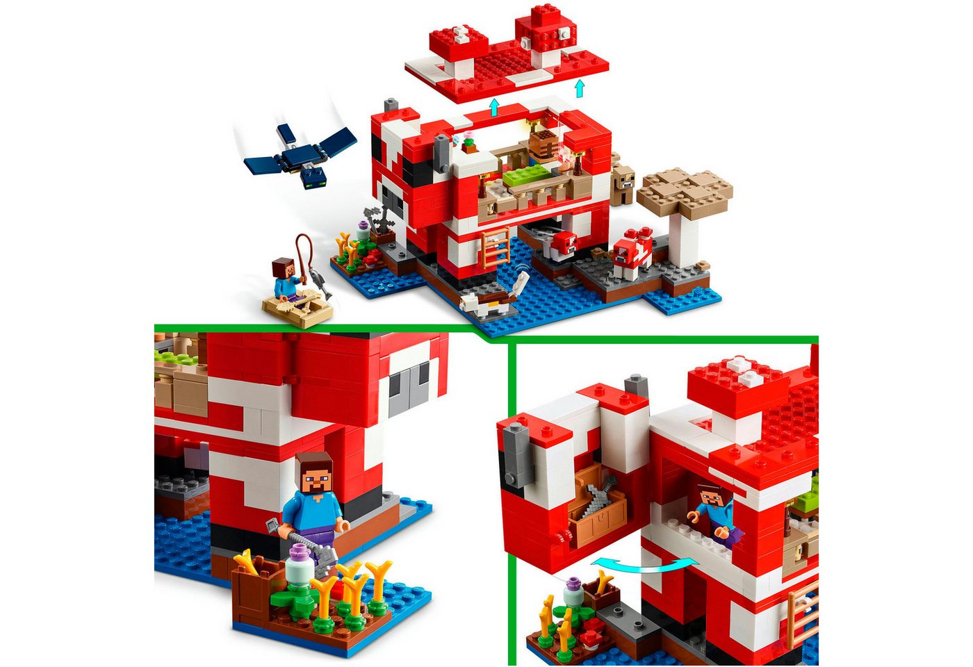 LEGO® Das Pilzkuh-Haus (21270), LEGO Minecraft Konstruktionsspielsteine, (500 St), Made in Europe – Bild 4 von 5