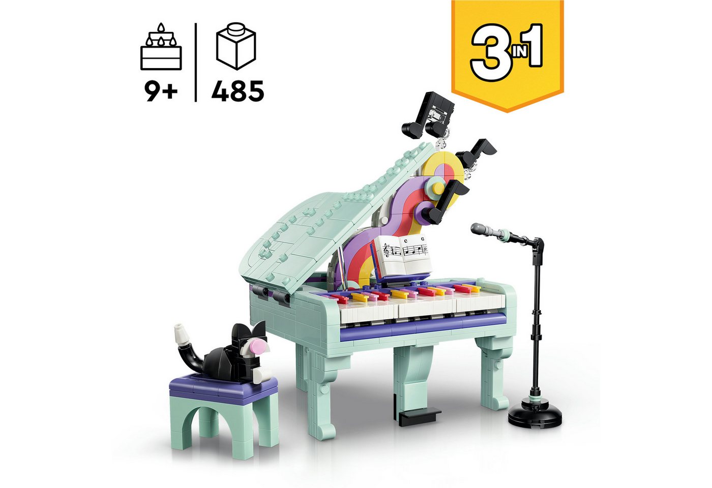 LEGO® Deko-Klavier mit Katze (31392), LEGO Creator Konstruktionsspielsteine, (485 St), Made in Europe – Bild 3 von 5