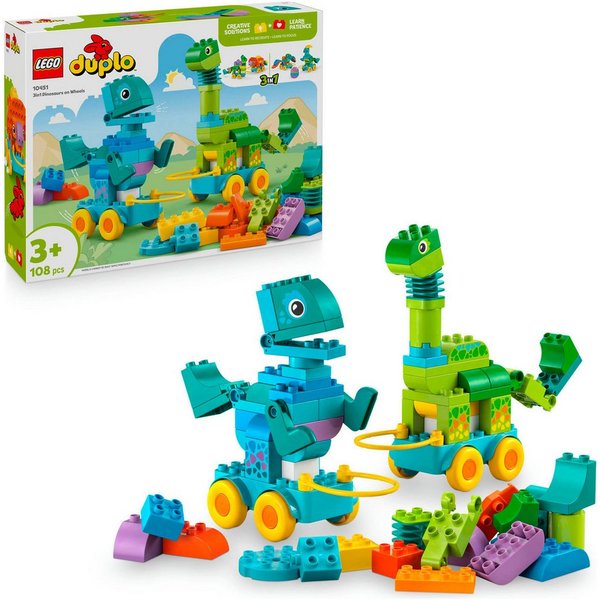 LEGO® Dinos auf Rädern 3-in-1-Set (10451), LEGO DUPLO Town Konstruktionsspielsteine, (108 St), Made in Europe