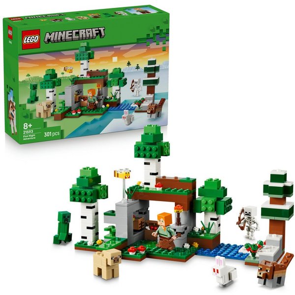 LEGO® Erstes Abenteuer in der Nacht (21593), LEGO Minecraft Konstruktionsspielsteine, (301 St), Made in Europe