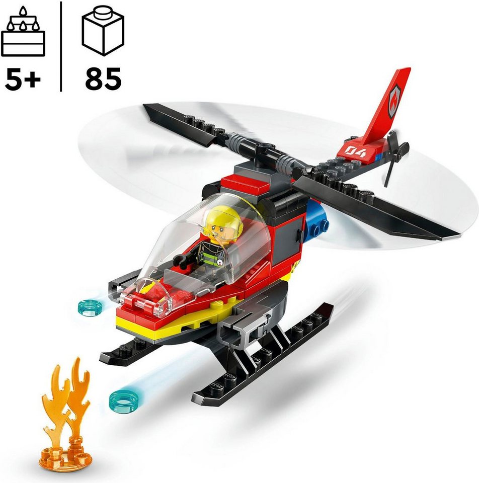 LEGO® Feuerwehrhubschrauber (60411), LEGO City Konstruktionsspielsteine, (85 St), Made in Europe – Bild 3 von 5
