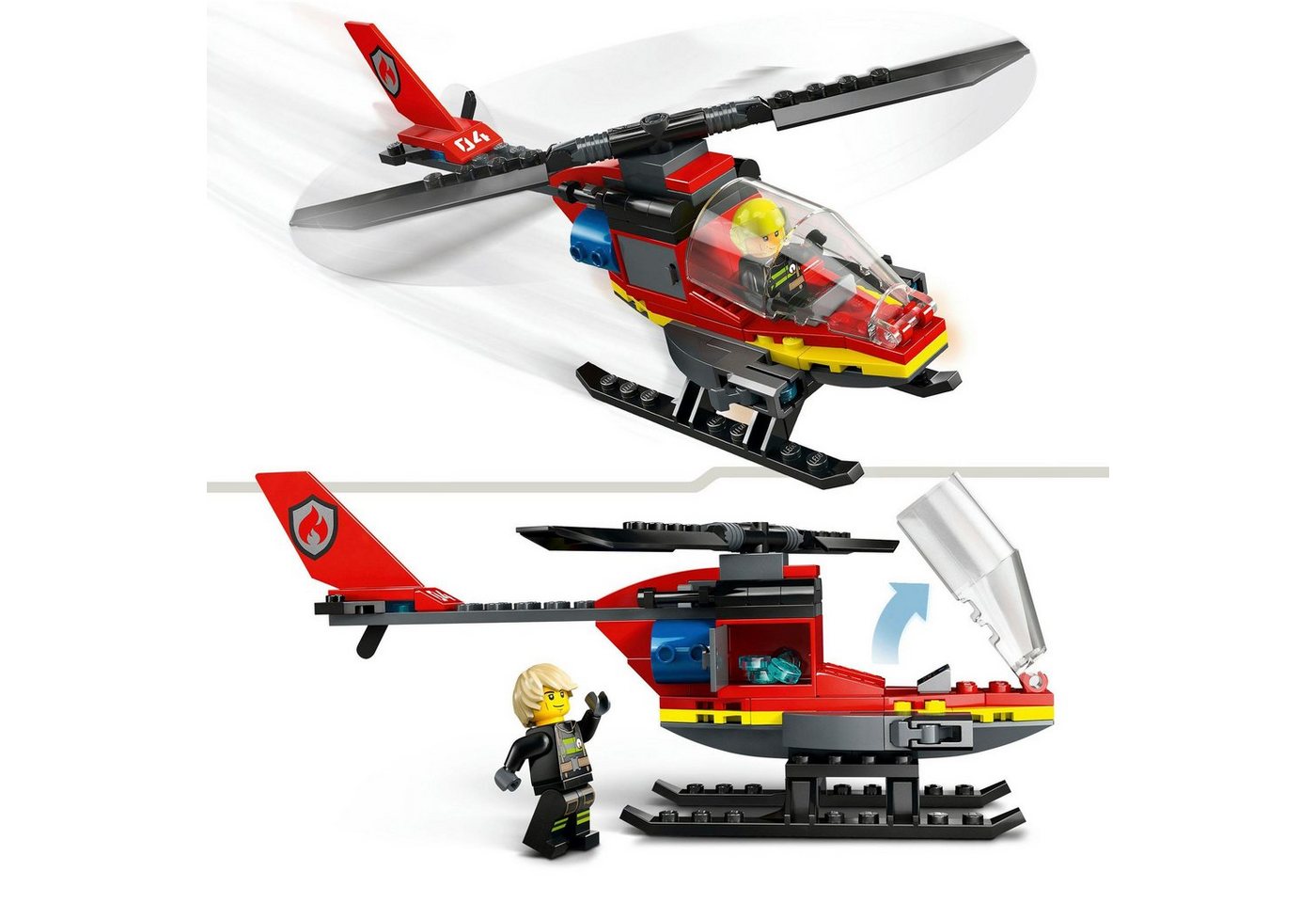 LEGO® Feuerwehrhubschrauber (60411), LEGO City Konstruktionsspielsteine, (85 St), Made in Europe – Bild 4 von 5