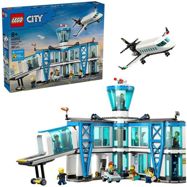 LEGO® Flughafen mit Flugzeug (60502), LEGO City Konstruktionsspielsteine, (887 St), Made in Europe