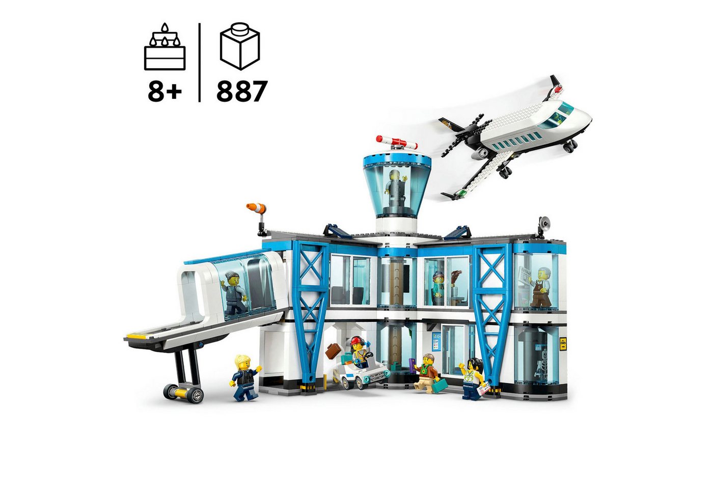 LEGO® Flughafen mit Flugzeug (60502), LEGO City Konstruktionsspielsteine, (887 St), Made in Europe – Bild 3 von 5