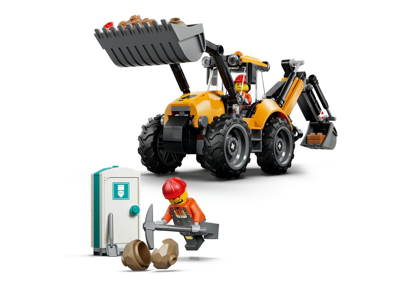 LEGO® Gelber Baggerlader (60480), LEGO City Konstruktionsspielsteine, (301 St), Made in Europe – Bild 4 von 5