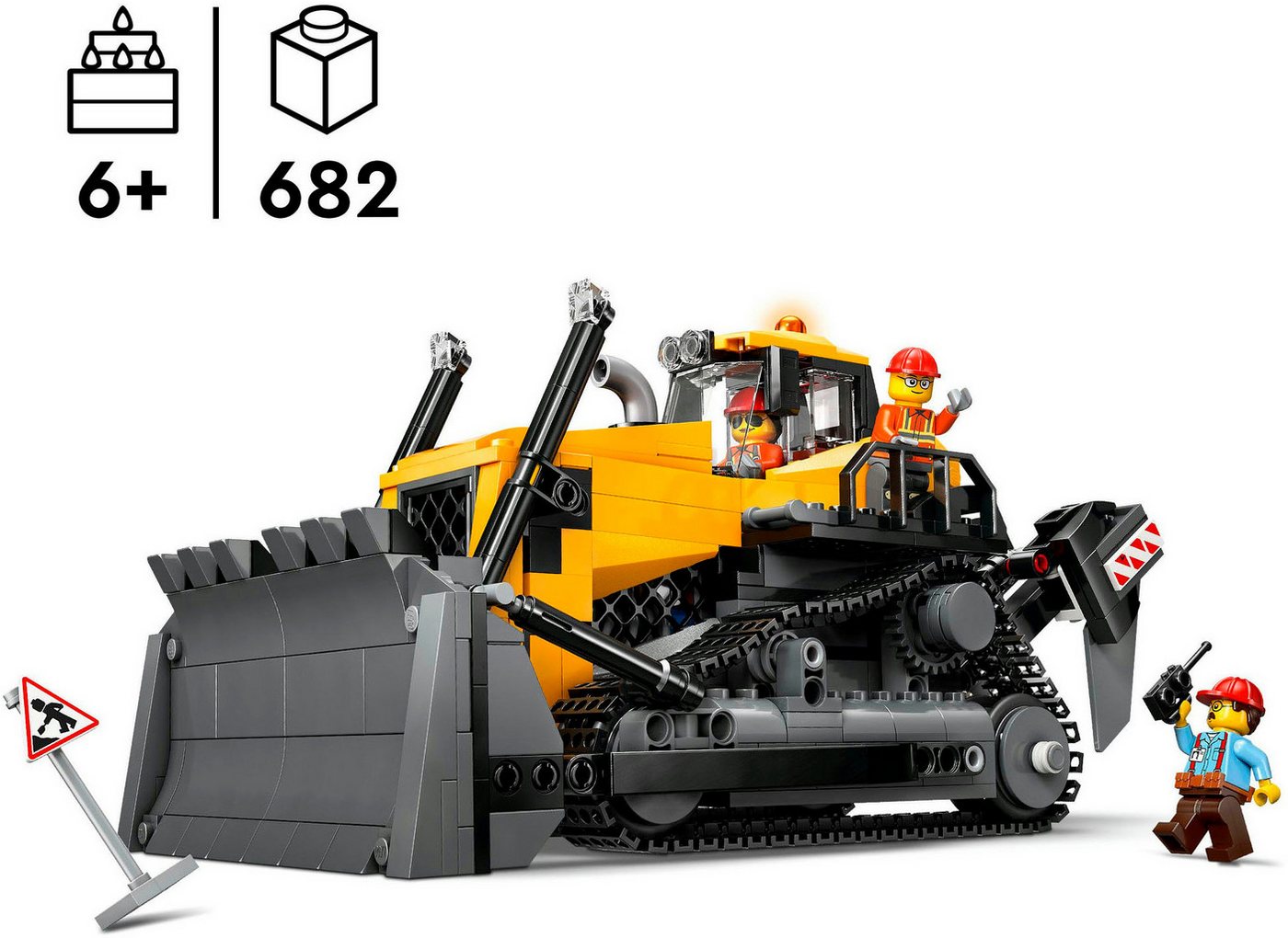 LEGO® Gelber Bulldozer (60466), LEGO City Konstruktionsspielsteine, (682 St), Made in Europe – Bild 3 von 5