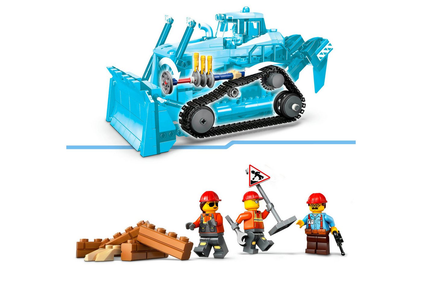 LEGO® Gelber Bulldozer (60466), LEGO City Konstruktionsspielsteine, (682 St), Made in Europe – Bild 5 von 5