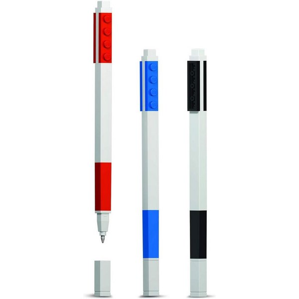 LEGO® Gelroller Schreibwaren Set (3) in Schwarz/Rot/Blau alspaß, Trendige Schreibware, (3-tlg)