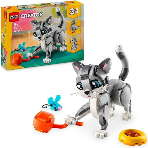 LEGO® Graue Katze (31163), LEGO Creator Konstruktionsspielsteine, (407 St), Made in Europe