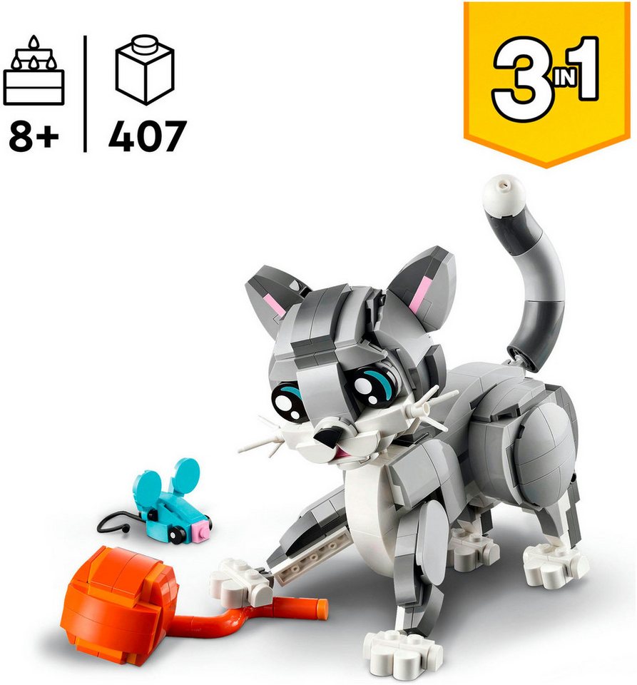 LEGO® Graue Katze (31163), LEGO Creator Konstruktionsspielsteine, (407 St), Made in Europe – Bild 3 von 5