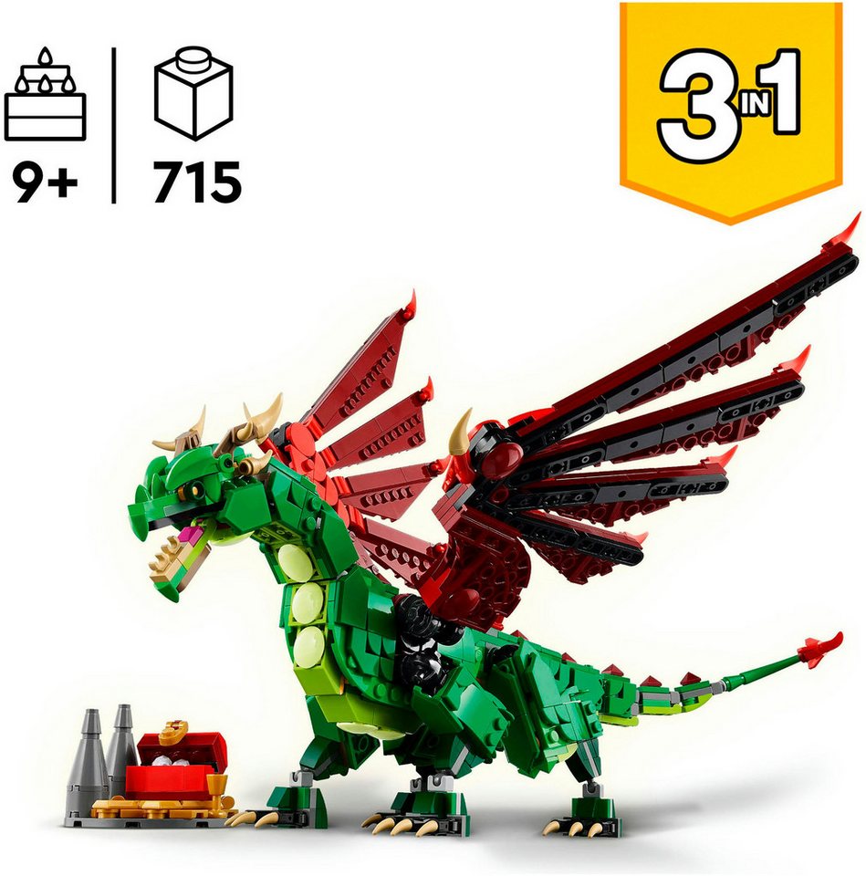 LEGO® Grüner Drache (31161), LEGO Creator Konstruktionsspielsteine, (715 St), Made in Europe – Bild 3 von 5