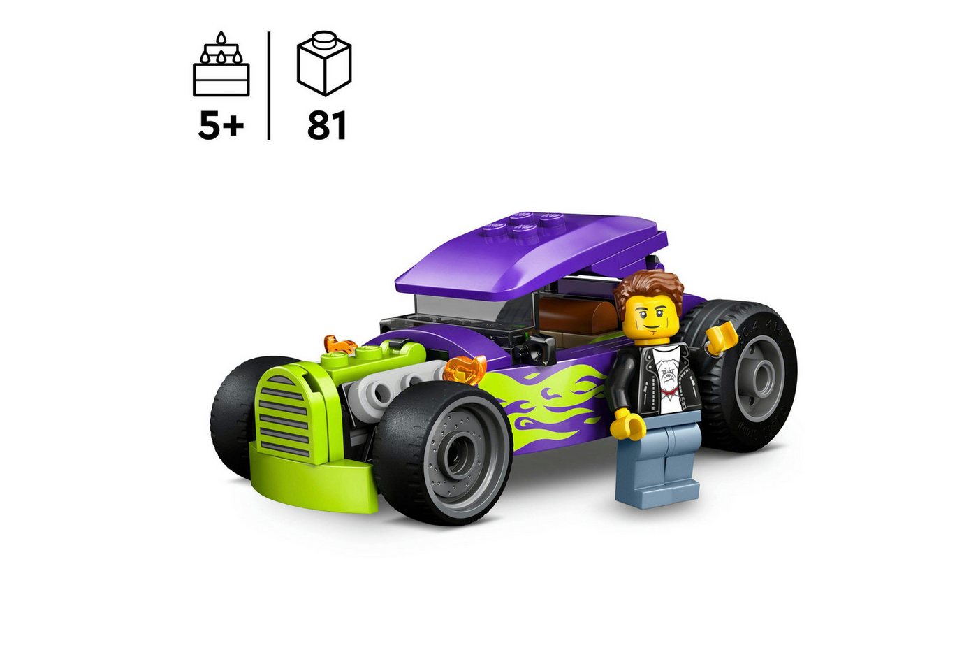LEGO® Hot Rod (60485), LEGO City Konstruktionsspielsteine, (81 St), Made in Europe – Bild 3 von 5