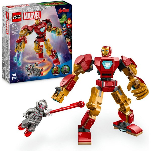 LEGO® Iron Man Mech vs. Ultron (76307), LEGO Super Heroes Konstruktionsspielsteine, (101 St), Made in Europe