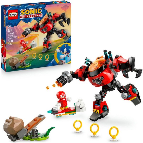 LEGO® Knuckles vs. Dr. Eggmans Egg Crusher Mech (77005), LEGO Sonic Konstruktionsspielsteine, (350 St), Made in Europe